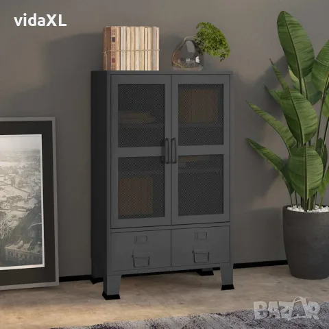 vidaXL Индустриален скрин за съхранение, антрацит, 70x40x115 cм, метал, снимка 2 - Скринове - 56147170