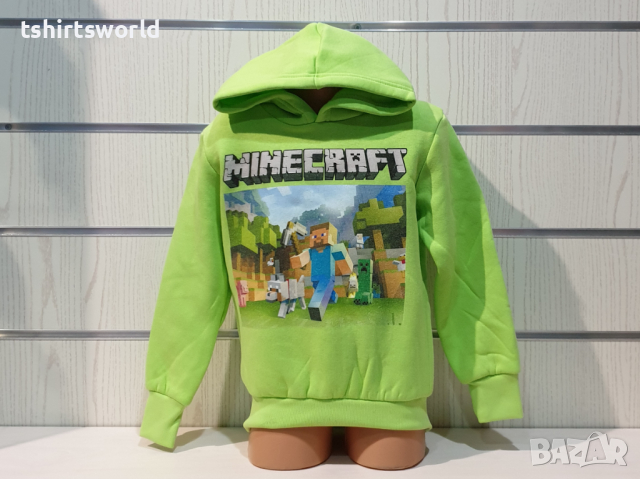 Нов детски суичър в зелен цвят с дигитален печат MINECRAFT, снимка 5 - Детски анцузи и суичери - 36353506