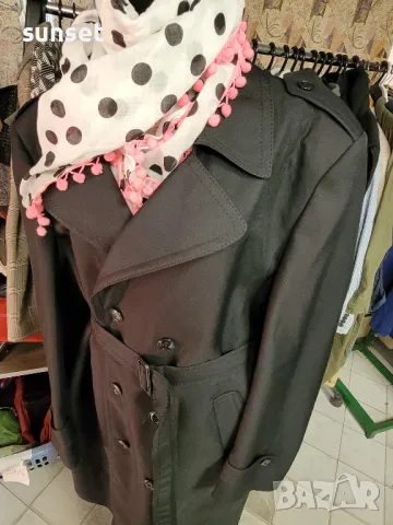 дълъг черен тренчкот, шлифер- XXL, снимка 12 - Якета - 47593648