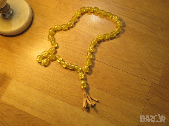 Огромна Старинна османска броеница с желти зърна, молитвена броеница с 33 мъниста турска броеница 