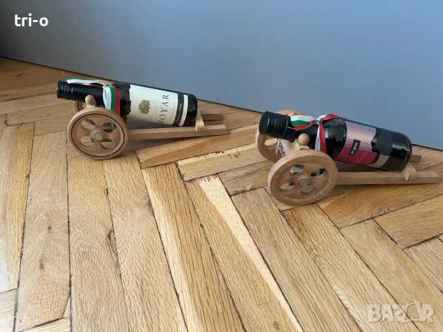 Дървени декорации Черешово топче с малка бутилка вино, снимка 3 - Декорация за дома - 51966408