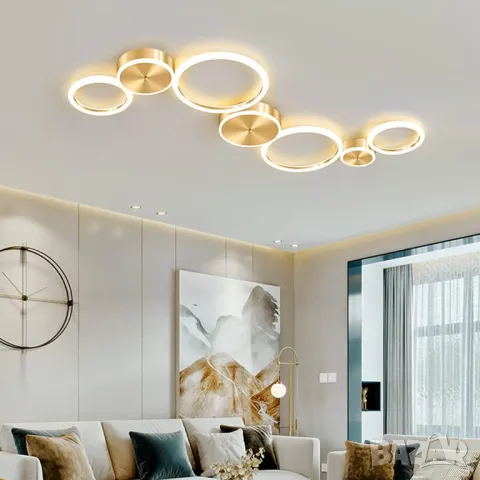 LED лед таванно осветление Златисто димируемо таванно за всекидневна Спалня Трапезария Офисно, снимка 6 - Лампи за таван - 49235819