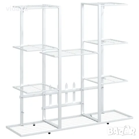 vidaXL Стойка за цветя, 94,5x25x89 см, бяла, желязо