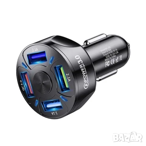 Автомобилно зарядно с 4 USB порта и QC 3.0