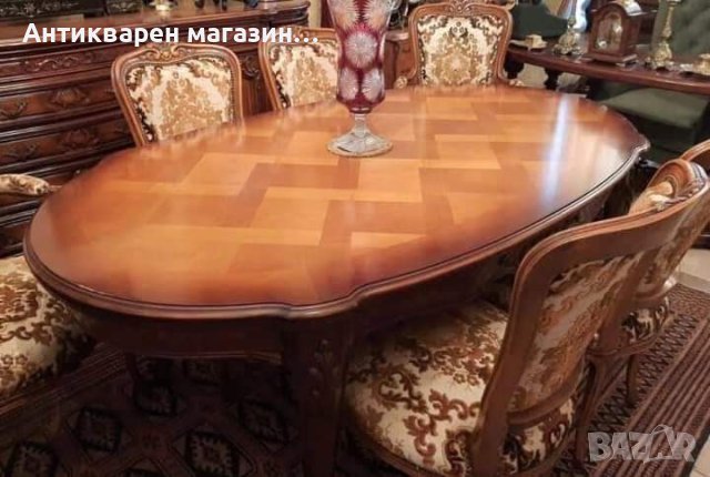 Удобен  ,функционален и изключително красив,трапезен комплект Луи XV -Разтегателна маса + шест стола, снимка 2 - Маси - 44318276