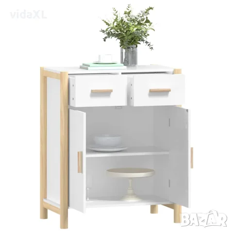 vidaXL Сайдборд, бял, 62x38x75 см, инженерно дърво, снимка 4 - Бюфети - 56147248