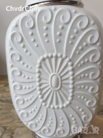 Royal KPM 20см/КПМ Бавария стара.немска порцеланова ваза/бяла-модернизъм-бисквит-сребро, снимка 4 - Вази - 49029871