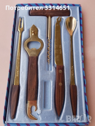 Ретро Винтидж комплект бар позлатени прибори , снимка 4 - Антикварни и старинни предмети - 52877881