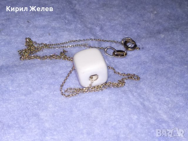 ФИНО ИЗЯЩНО РЕБЪРНО ВИНТИДЖ КОЛИЕ СРЕБРО 925 с ЕМАЙЛИРАНА АРТ КЕРАМИКА 34253, снимка 2 - Колиета, медальони, синджири - 41388752