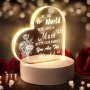 Уникална LED нощна лампа акрилно гравирана, подарък за жена, майка, за рожден ден, 8 март, снимка 1