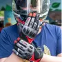 Червени мото ръкавици с гумени протектори и управление на телефон, снимка 5