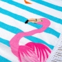 Плажна кърпа  Фламинго, Кръгла , 150 см , Синьо с розово и бяло, снимка 2