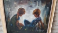 Картина "Деца" - маслени бои на платно - 73/63см  , снимка 2