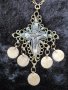 Сребърен Възрожденски Двустранен Кръст трепка накит носия, снимка 5