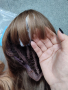Дълга омбре перука с бретон висококачествен косъм, снимка 9