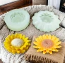 3D 2 модела слънчоглед Силиконов молд форма за свещи гипс сапун смола фондан за декорация на торта , снимка 1