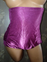 Оформящи високи бикини от сатен и дантела в лилаво L, снимка 1 - Бельо - 44601363