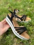 Дамски сандали в черно и златисто, снимка 2