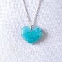 Колие от епоксидна смола Синьо сърце , снимка 1 - Колиета, медальони, синджири - 41123241