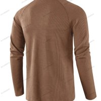 Мъжка едноцветна вафлена тениска с дълъг ръкав Henley, 8цвята - 023, снимка 9 - Тениски - 42069624