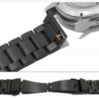 Каишка за часовник 20 мм черна плътна матова закопчалка от неръждаема стомана с EASY-CLICK, снимка 2 - Мъжки - 38968144