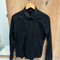 Мъжка черна риза, снимка 1 - Ризи - 44929174