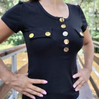 Блузка със златни  копчета , снимка 7 - Тениски - 32998452