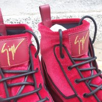 GIUSEPPE ZANOTTI Red Velvet High Top Sneakers Мъжки Велурени Кецове size 41, снимка 8 - Кецове - 42383947