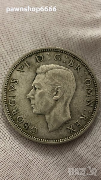 Сребърна монета обединено кралство ½ крона, 1940 г, снимка 1