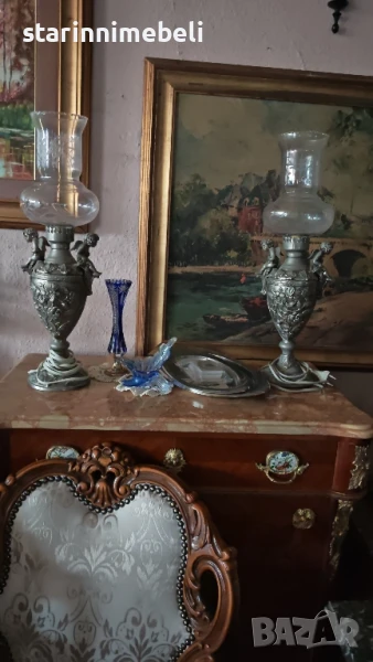 Антични нощни лампи чифт , снимка 1