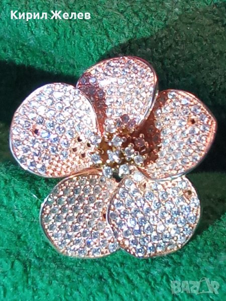 ПРЕЛЕСТЕН СКЪПОЦЕНЕН ФЛОРАЛЕН СРЕБЪРЕН ПРЪСТЕН ЦВЕТЕ СРЕБРО 925 с МНОГО БЛЕСТЯЩИ ЦИРКОНЧЕТА 17150, снимка 1