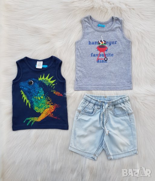 Къси дънки и потници за бебе 9-12 месеца, снимка 1