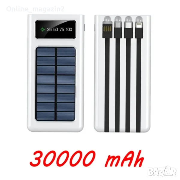 Външна батерия със соларен панел Power bank UKC 8412 10 000 Mah кабел за зареждане 4в1, снимка 1