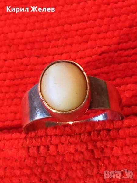 СКЪПОЦЕНЕН РЕТРО АРТ ДЕКО СРЕБЪРЕН ПРЪСТЕН СРЕБРО 925 / 950 с ШЛИФОВАН ЛУНЕН КАМЪК 29699, снимка 1