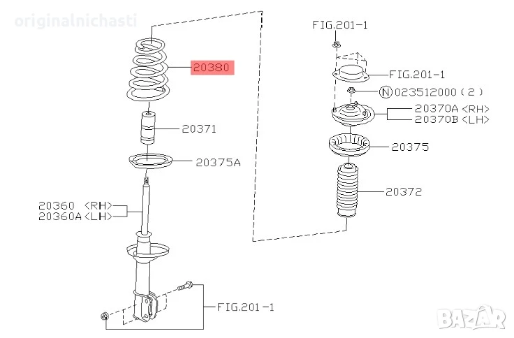 Задна пружина за СУБАРУ ФОРЕСТЪР SUBARU FORESTER SF5 EJ202 20380FC120 20380-FC120 OEM SUBARU, снимка 1