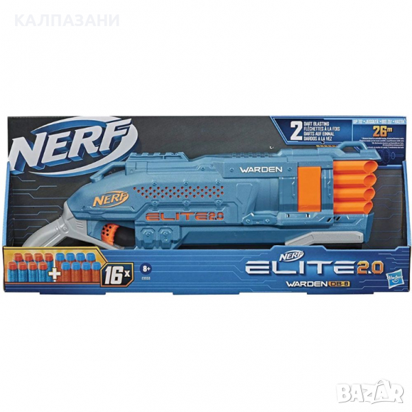 NERF ELITE 2.0 Бластер WARDEN DB-8 с 16 стрели F9959, снимка 1