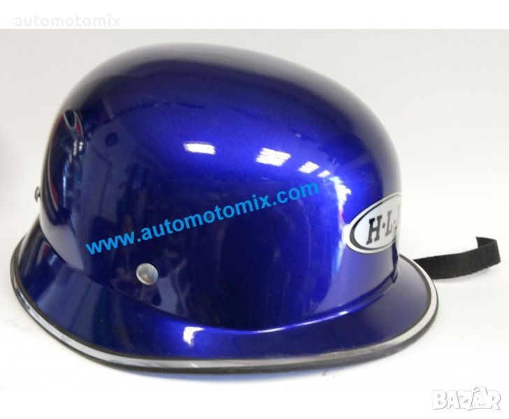 КАСКА ЗА МОТОР РЕТРО,РЕТРО КАСКА,Тип канче-син-модел11 11, снимка 1