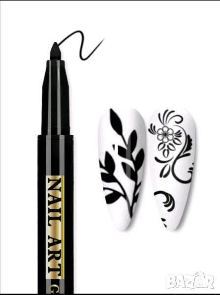 Бял и черен маркер за декорация на нокти, снимка 1