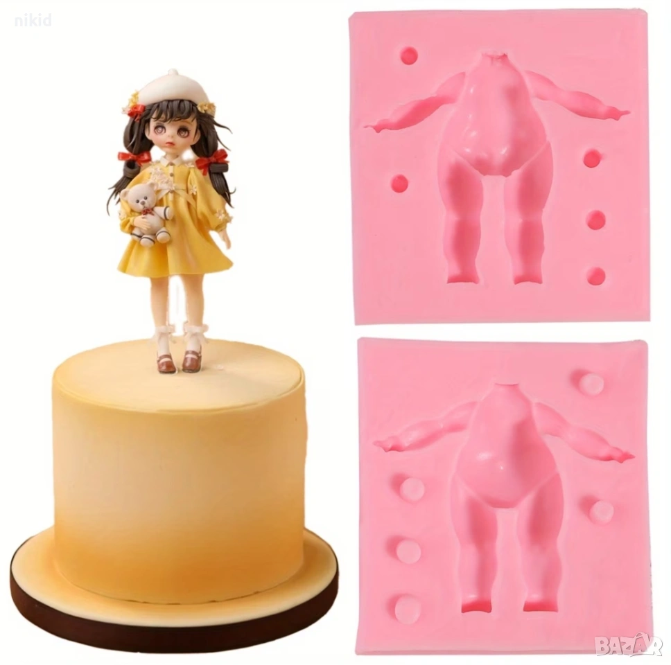 3D Детско тяло дете бебе 2 части силиконов молд форма фондан гипс смола, снимка 1