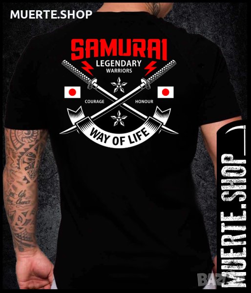 Черна тениска с щампа SAMURAI WAY OF LIFE, снимка 1