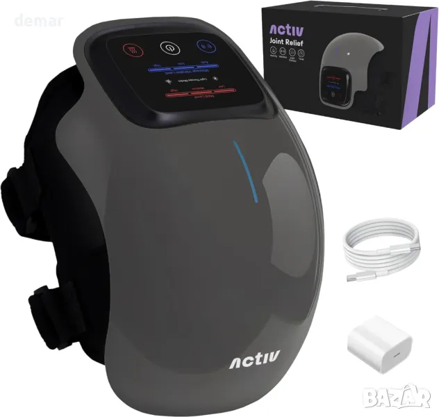 Масажор за коляно Activ Joint Relief (сив) с инфрачервена топлина, червена светлина и вибрации, снимка 1