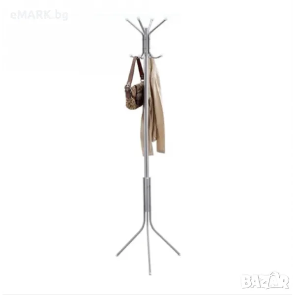 Метална закачалка с 3 крака и 8 закачалки в сив цвят, снимка 1