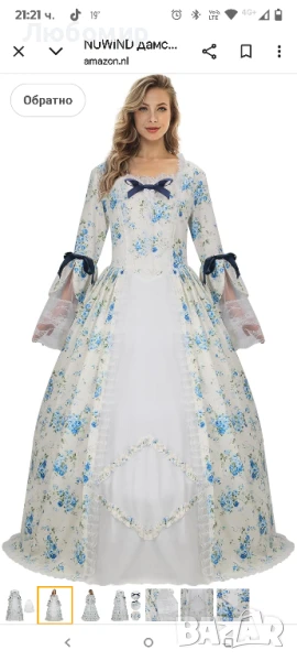 NUWIND Дамска рококо готическа викторианска рокля, костюм, ретро флорален принт, ренесансов

L, снимка 1