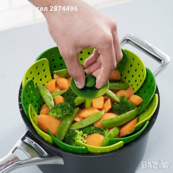 1856 Пластмасова кошничка за готвене на пара и отцеждане, снимка 1