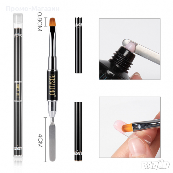 Двустранна четка за поли гел, с метален корпус, снимка 1