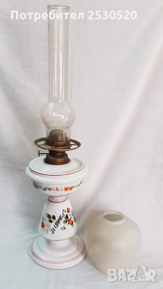 Антикварна порцеланова газена лампа., снимка 1