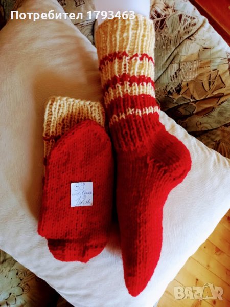 Ръчно плетени дамски чорапи от вълна, размер 39, снимка 1