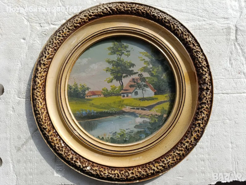 Стар акварел в рамка., снимка 1