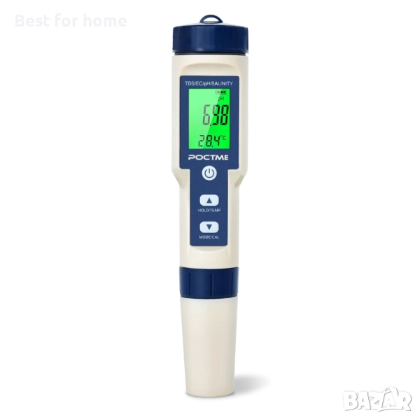 Poctme  5 в 1 тестер за вода -  pH/TDS/EC/Соленост/Температура, снимка 1