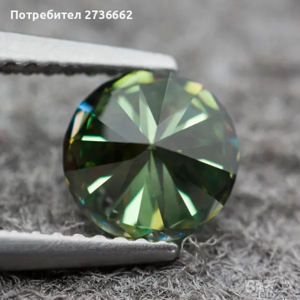 Жълто Зелен Мойсанит Диамант Брилянт 5 мм 0.5 карата, снимка 1